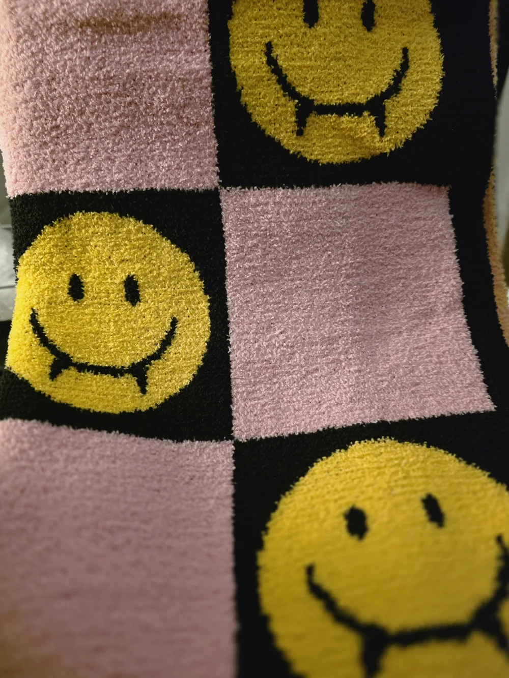 Kids Pink Smiley Face Blanket